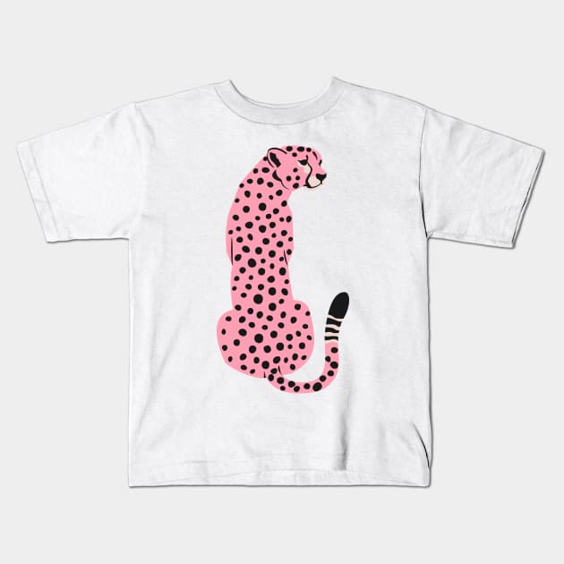 Pink Leopard | African Cheetah | Tropical Pop Art Kids T-Shirt by ayeyokp